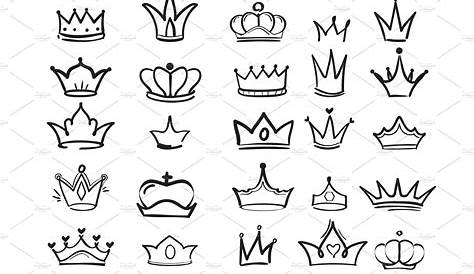Doodling crown. Ink hand drawn Crown tattoo design