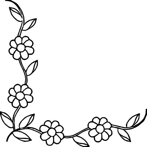 Hd Clipart Black And White Flower Border Simple Floral Border Design