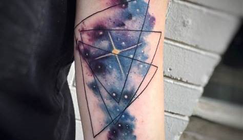 Simple colored big galaxy tattoo on shoulder