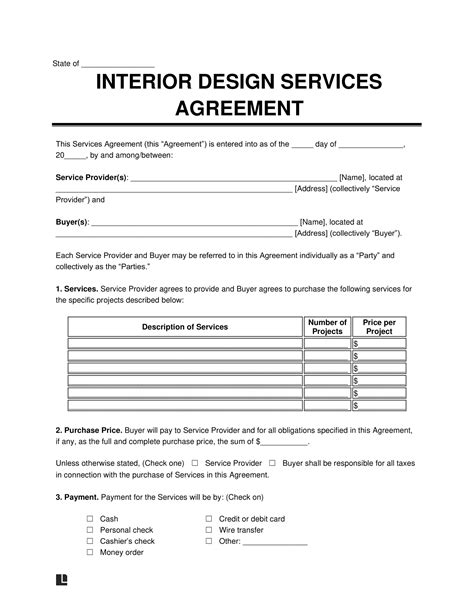 19 Design Agreement Template Images Interior Design Contract Template