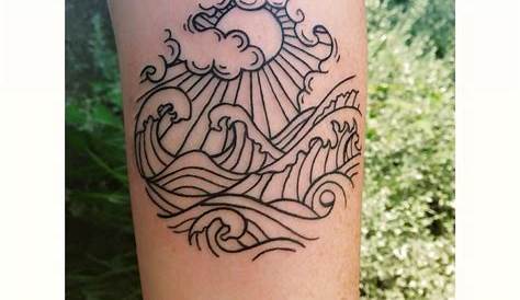 Simple Line Art Tattoo Black Mountains On Bicep By Jessica