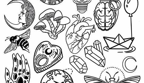 Aesthetic Simple Linework Tattoo Flash Sheets