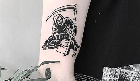 Simple Minimalist Grim Reaper Tattoo Pin On Style