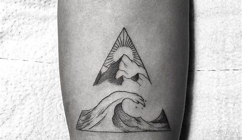 Mountain tattoo. Wave tattoo. Mountain and wave tattoo. in