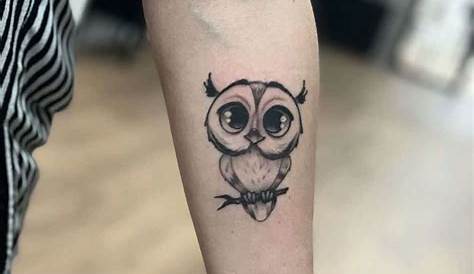 Forearm tattoo of an owl. Tattoo artist Jay Shin