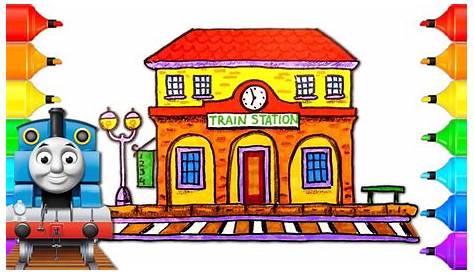 Simple Railway Station Drawing For Kids How To Draw Step By Step