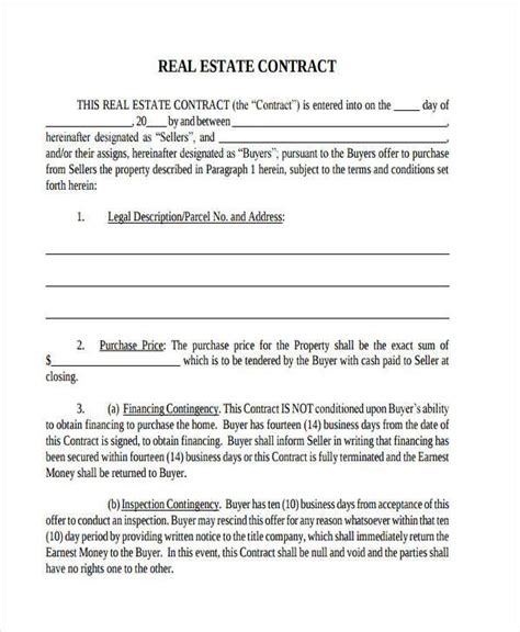FREE 8+ Real Estate Contract Forms in PDF MS Word