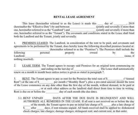 Download Free Basic Rental Agreement or Residential Lease Printable