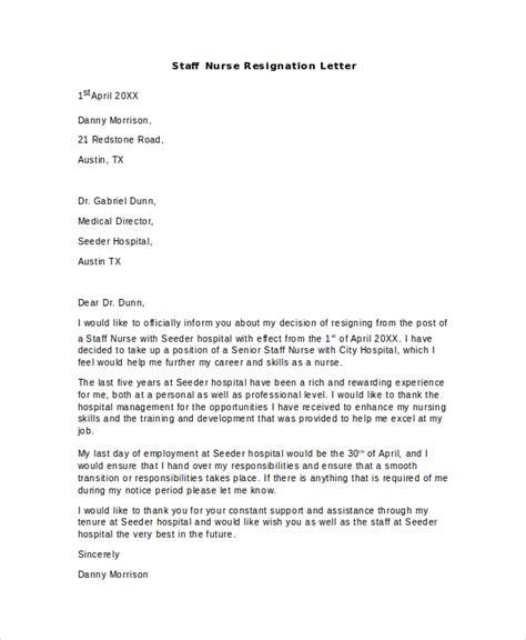 Nurse Resignation Letter Template and Email Examples