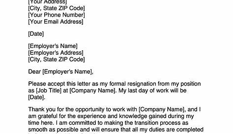 Simple Resignation Letter Sample Format ,simple