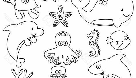 Doodle Cute Under the Sea Animal Instant Download 14 | Etsy | Fische