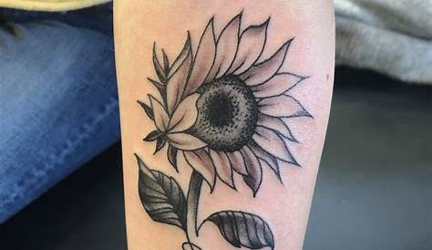 Simple Sunflower Tattoo Black And White Full Realistic Vintage Floral