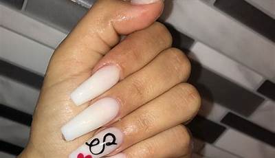 Simple Valentines Nails Coffin White