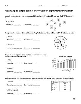 simple and compound probability worksheet pdf