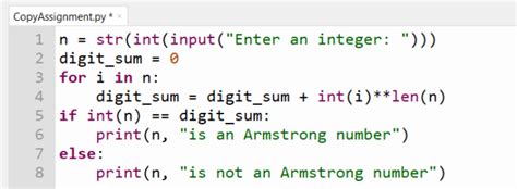 simple armstrong number program in python