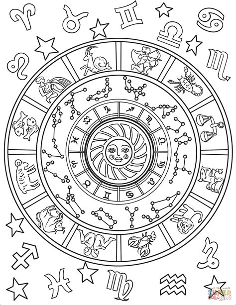 Simple Astrology Coloring Pages