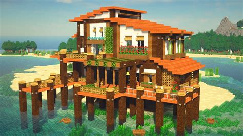 simple beach house design minecraft