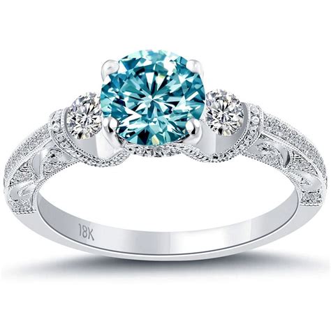 Simple Blue Diamond Engagement Rings - Riccda