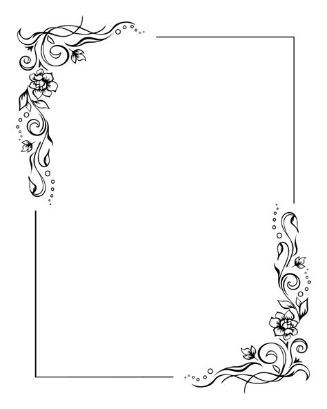 Simple Borders Black And White Printable Editable