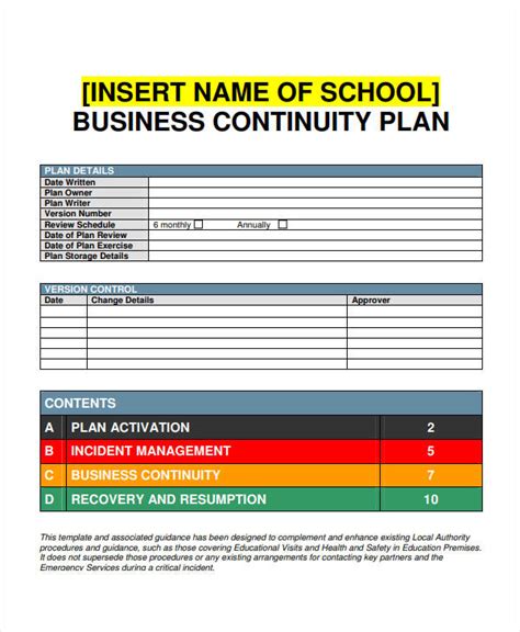 simple business continuity plan template uk