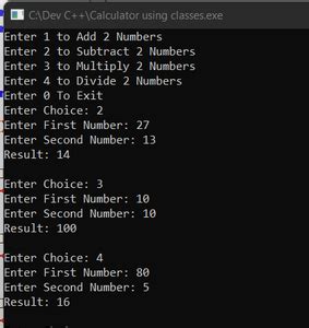 Simple Calculator In C++ Using Class