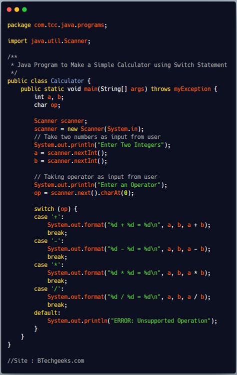 Simple Calculator Program In Java Using Switch Case