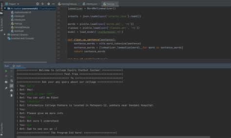 simple chatbot project in python with source code