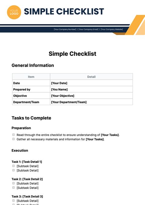 Simple Checklist Example
