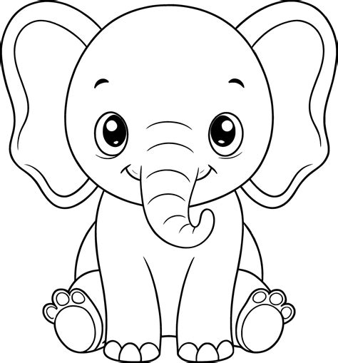 Simple Coloring Pages Elephant