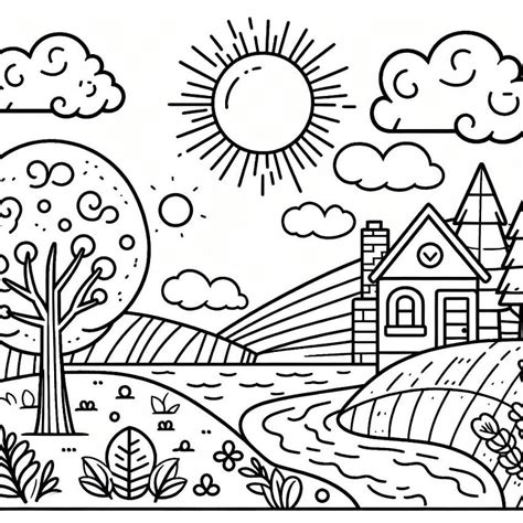 Simple Coloring Pages Landscape
