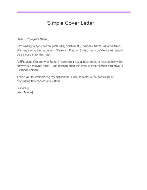 SIMPLE COVER LETTER Easy Template PixSimple Cover Letter Application