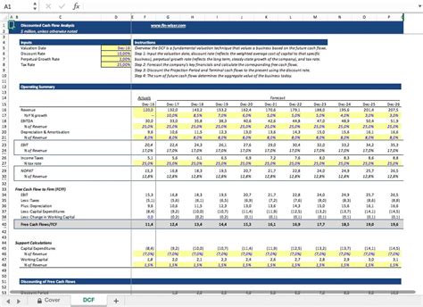 simple dcf excel template