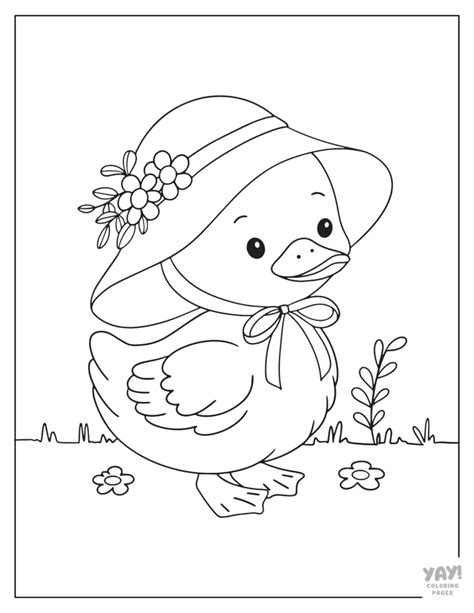 Simple Duck Easter Coloring Pages