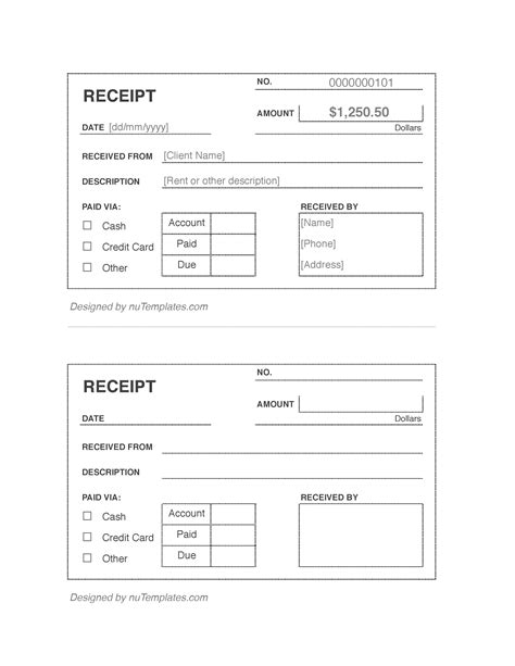 Simple Earnings Receipt Printable