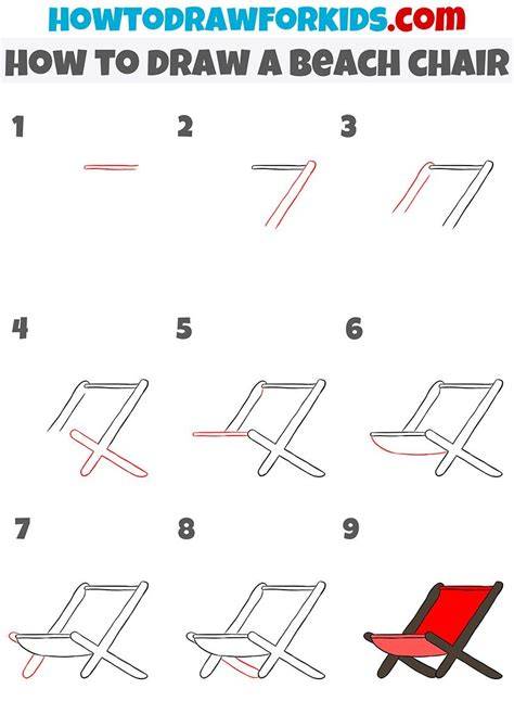 Learn How to Draw Beach Chair (Everyday Objects) Step by Step Drawing