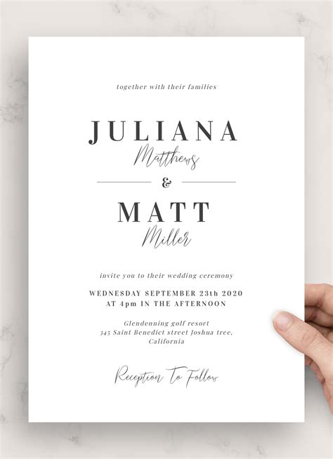 Simple Formal Wedding Invitations