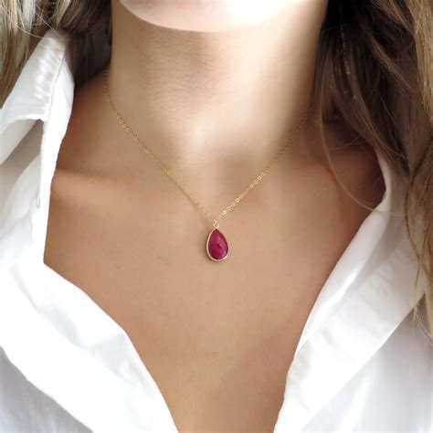 Simple Gold Ruby Necklace