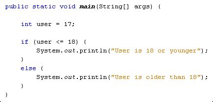 simple if else statement java