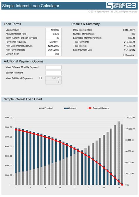 Simple Interest Calculator Xls