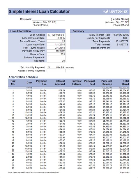 simple interest loan calc