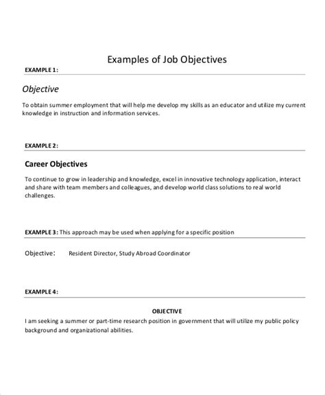 simple job objective examples