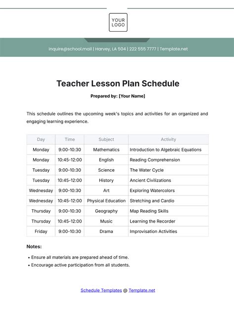 Simple Lesson Plan Teacher Editable Printable
