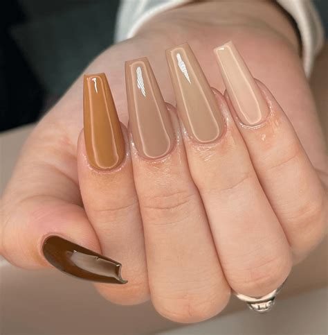 Simple Light Brown Gel Nails