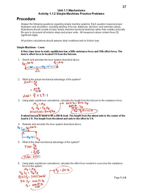 Simple Machines Practice Problems Pdf