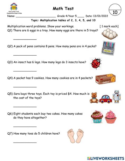 Simple Math Problems Worksheet Interactive