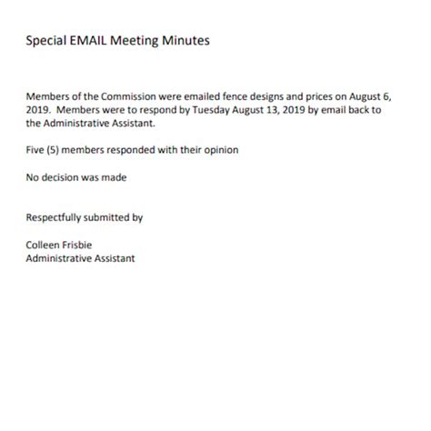 simple meeting minutes email template