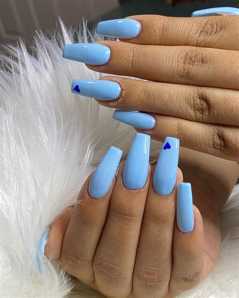 Simple Nail Designs Coffin Shape Blue