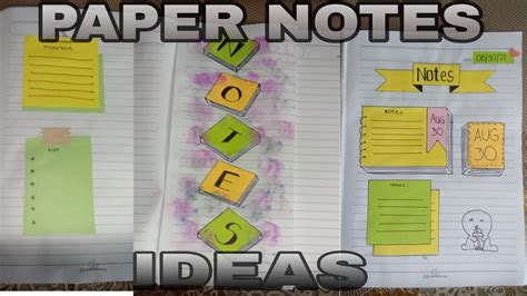 simple notes design ideas in notebook for students
