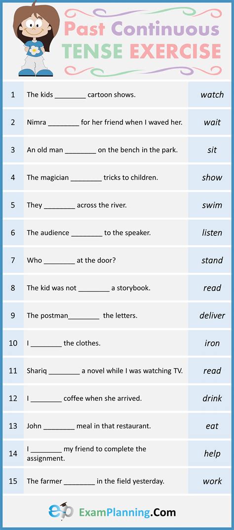 simple past continuous tense exercises with answers