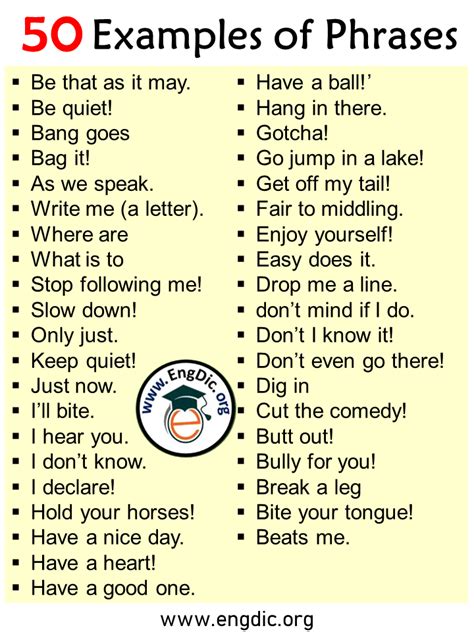simple phrase examples with answers